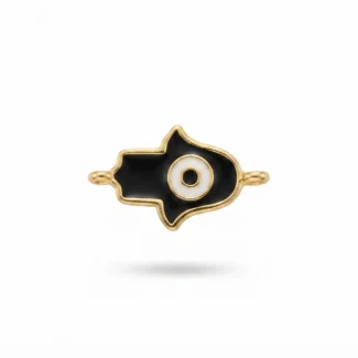 Main de Hamsa émaillée noir et blanc