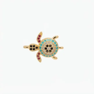 Tortue multicolore pavé de cristaux