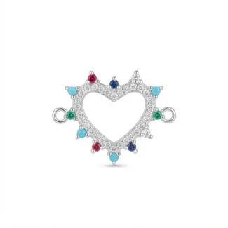 Cœur ajouré multicolore pavé de cristaux