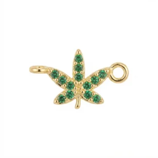 Feuille pavé de cristaux verts
