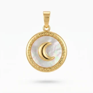 médaillon croissant de lune en nacre