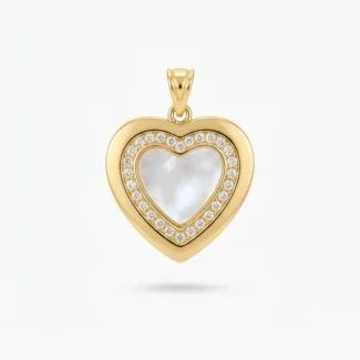 Cœur Pavé de Cristaux en Nacre