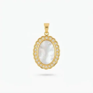 Médaillon Ovale Serti de Cristaux en Nacre 2