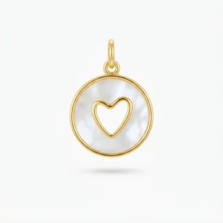 Pendentif Médaillon Cœur Central en Nacre