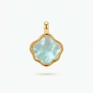 Pendentif Trèfle Nacre Bleue