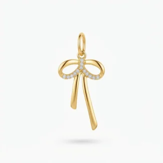 Pendentif Nœud Pavé de Cristaux Doré