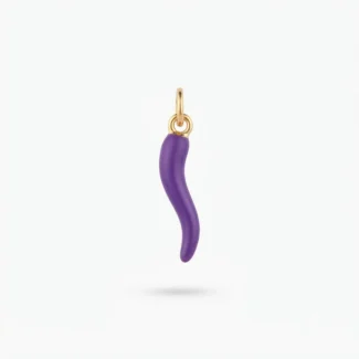 Pendentif Cornicello Émail Violet et Doré