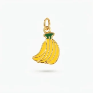 Pendentif Régime de Bananes Émail Jaune et Vert