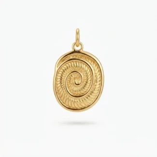 Pendentif Médaille Coquillage Spirale Doré
