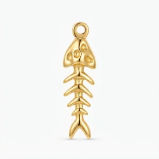 Pendentif Arrête de Poisson Doré