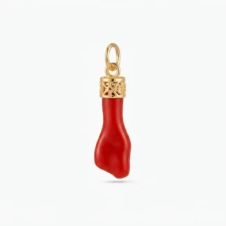 Pendentif Main Figa Émail Rouge et Doré