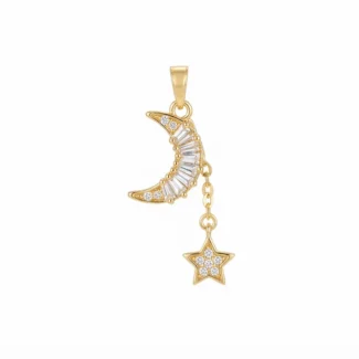 Pendentif croissant de lune et étoile.