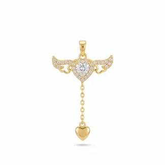 Pendentif cœur ailé pampille.