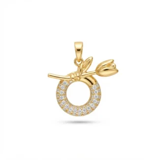 Pendentif cercle et fleur (tulipe).