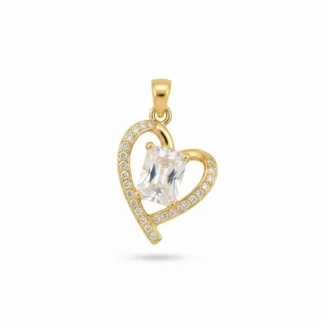 Pendentif cœur et pierre rectangulaire