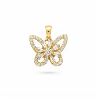 Pendentif papillon serti de zircons