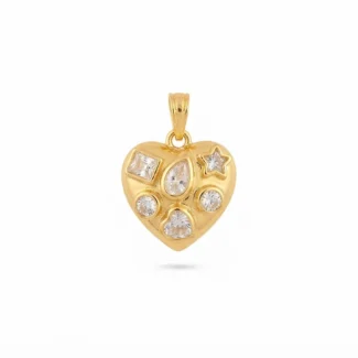 Pendentif cœur aux motifs sertis variés