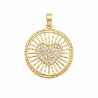 Pendentif Médaillon Cœur & Rayons
