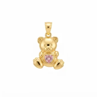 Pendentif Ours Cœur Rose