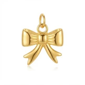 Pendentif Nœud Ruban Élégant Doré