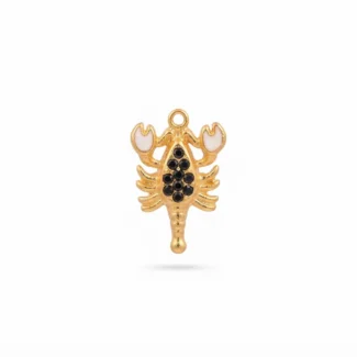 Pendentif Scorpion Strass Noirs et Émail Doré
