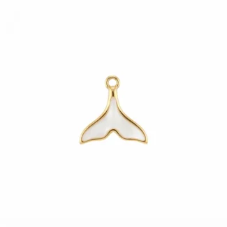 Pendentif Queue de Baleine Émaillée Blanc et Doré
