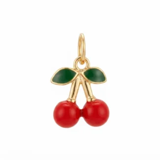 Pendentif Double Cerise Émaillé Vert