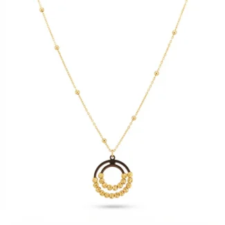 Collier Pendentif Double Cercle Texturé