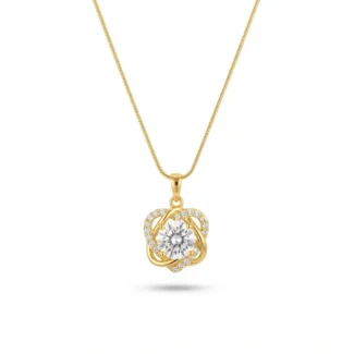 Collier Pendentif Nœud Entrelacé et Cristal