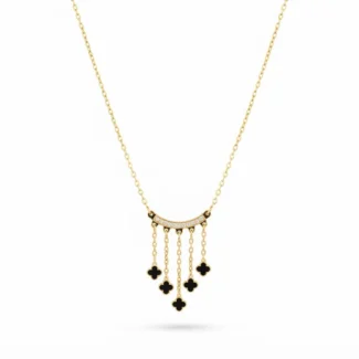 Collier Cravate Cascade de Trèfles Noirs