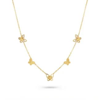 Collier Multichain Papillons Dorés