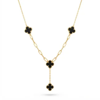 Collier Plastron Motifs Trèfles Noirs