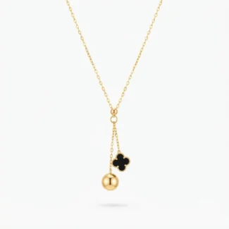 Collier Pendentif Trèfle et Perle Dorée