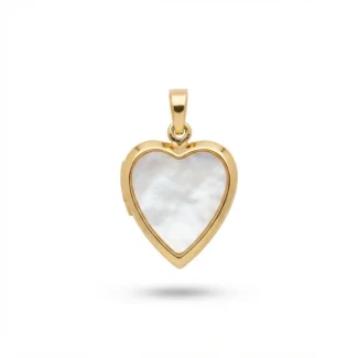 Pendentif Médaillon Cœur Doré en Nacre
