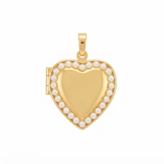 Pendentif Médaillon Cœur Contour Perlé