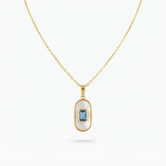 Collier Nacré et Pierre Bleue
