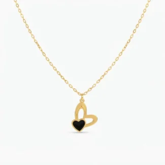 Collier Double Cœur Noir
