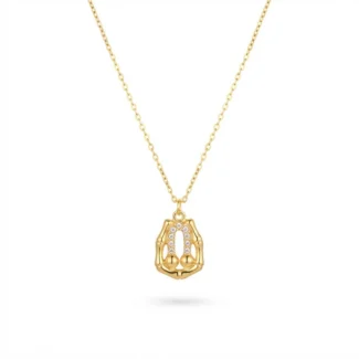 Collier Pendentif Motif Géométrique Pavé Doré
