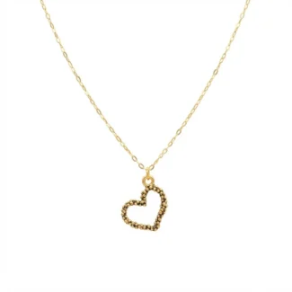 Collier Pendentif Cœur Évidé Texturé Doré