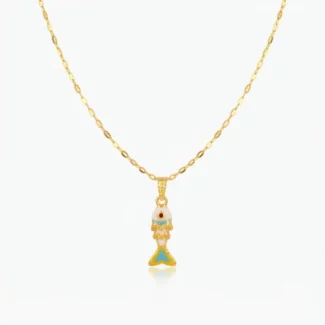 Collier Pendentif Petit Poisson Émaillé Doré