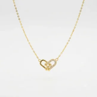 Collier Pendentif Cœur Entrelacé et Zircons Doré