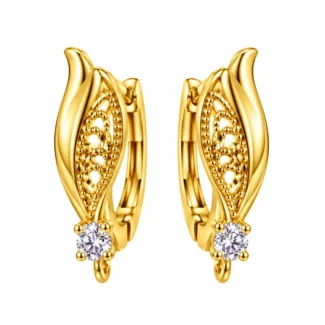 Boucles d'oreilles créoles dormantes ajourées, zircon solitaire et bélière