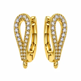 Boucles d'oreilles créoles goutte ajourée pavée de zircons