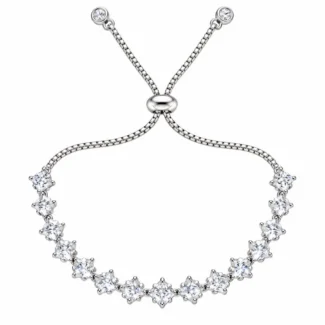 Bracelet réglable en argent et zircons carrés