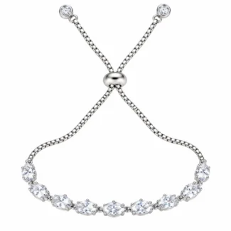 Bracelet réglable en argent et zircons taille marquise