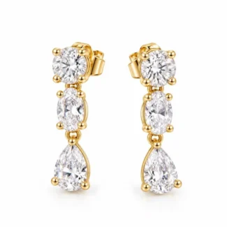 Boucles d'Oreilles Pendantes Trio Doré