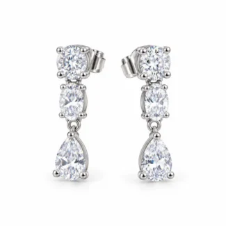 Boucles d'Oreilles Pendantes Trio Argenté