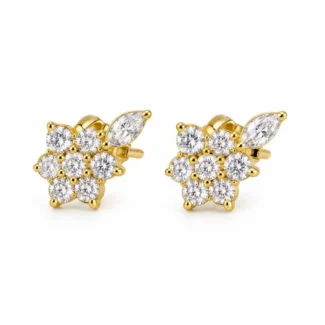 Puces Fleur de Zircons Doré