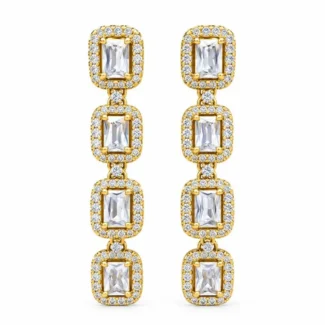Boucles d'Oreilles Longues Rectangulaires Dorées