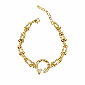 Bracelet Maillons avec Motif Géométrique Zircons